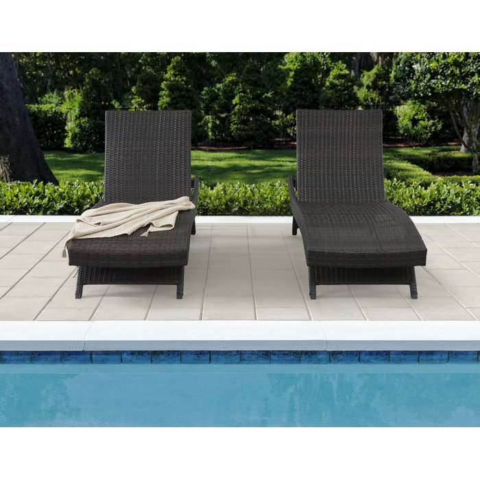 Latitude Run® Ozellar All Weather Wicker Chaise Lounge Set of 2
